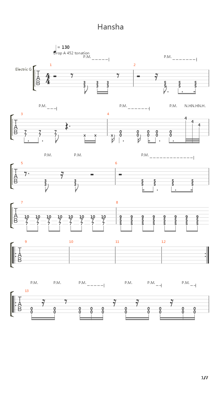 Hansha吉他谱