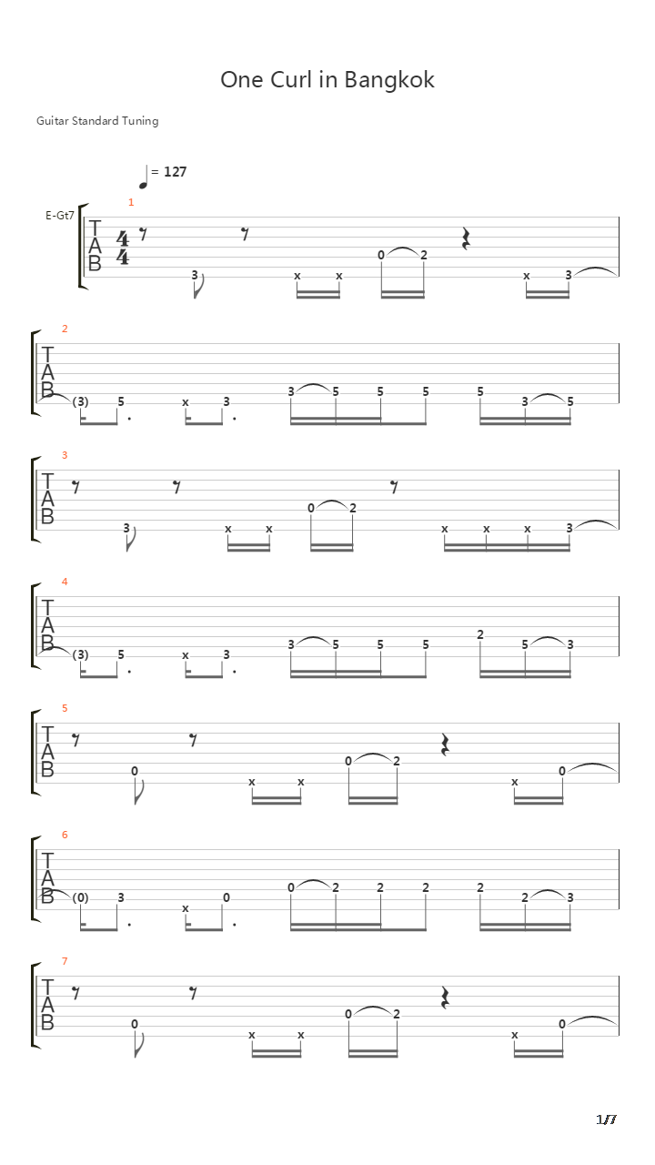 One Curl In Bangkok吉他谱