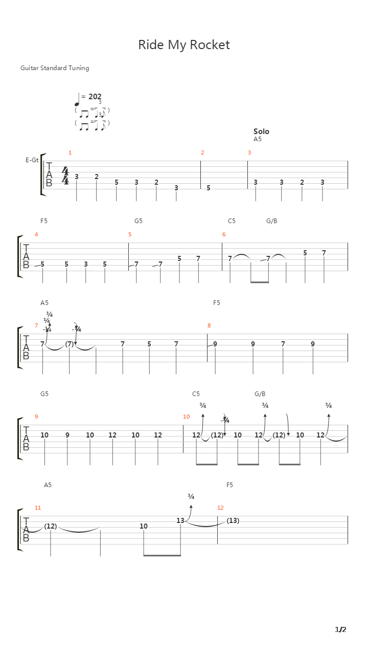 Ride My Rocket吉他谱