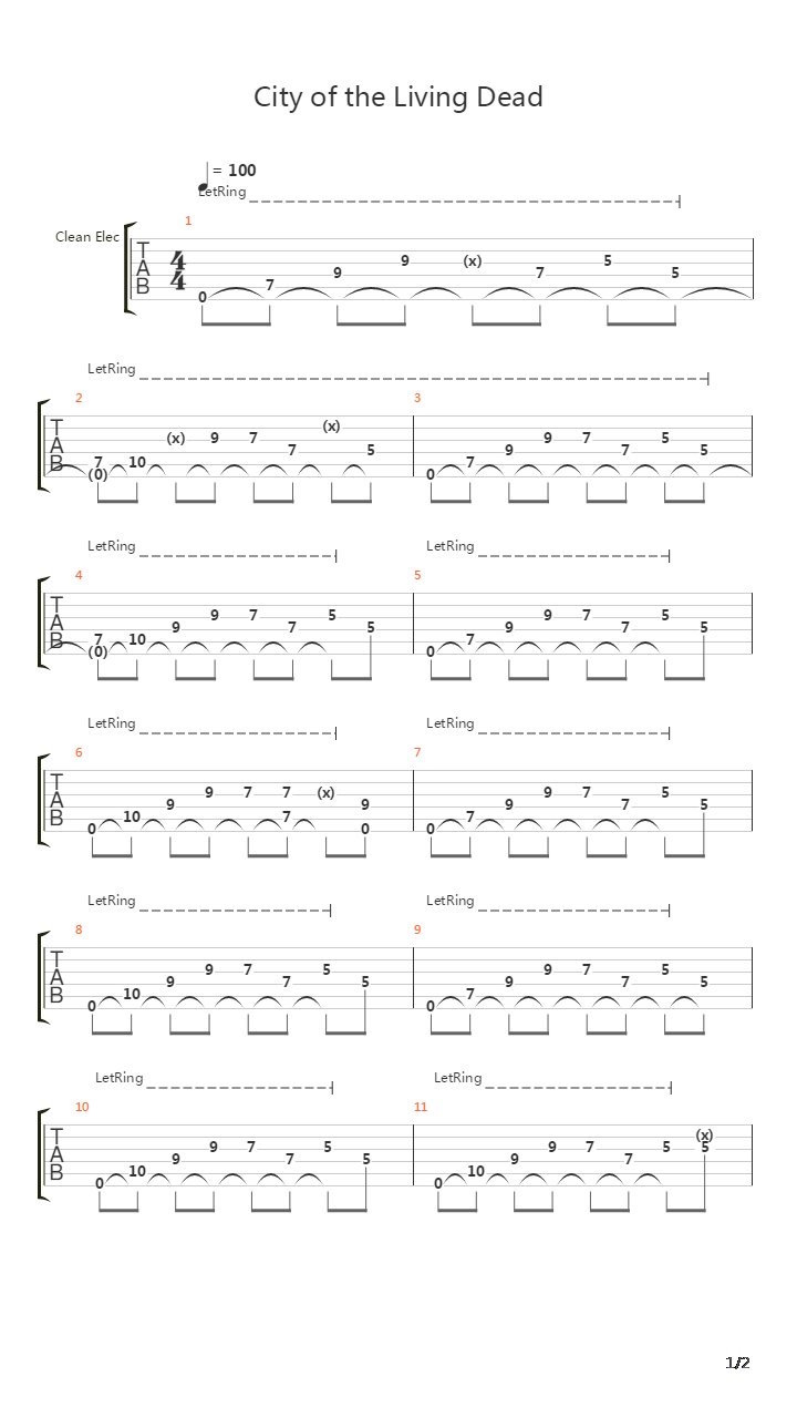 City Of The Living Dead吉他谱