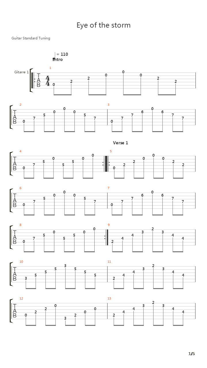 Eye Of The Storm吉他谱