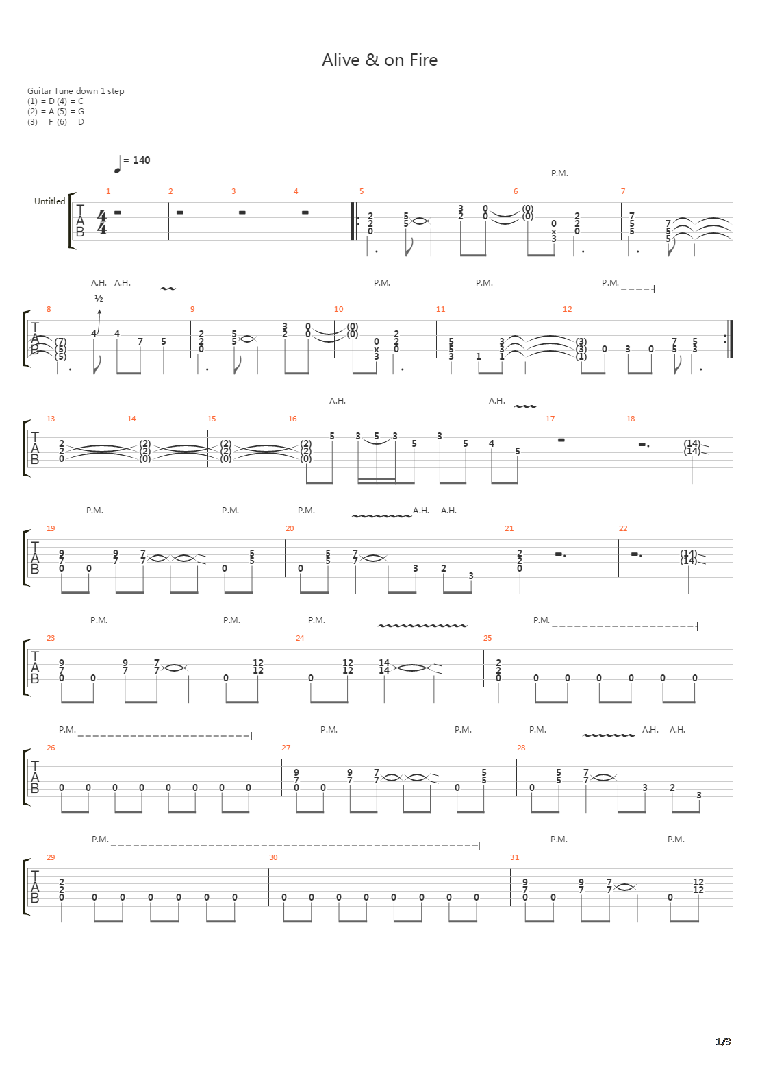 Alive And On Fire吉他谱