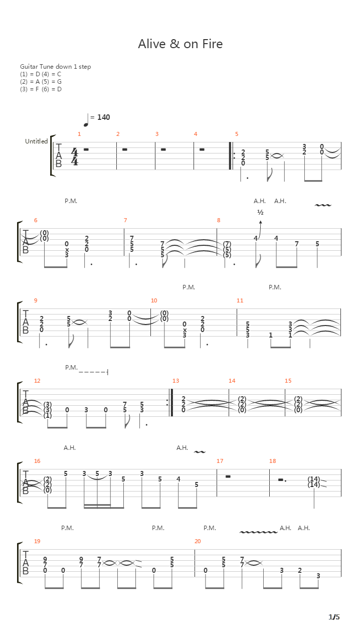Alive And On Fire吉他谱