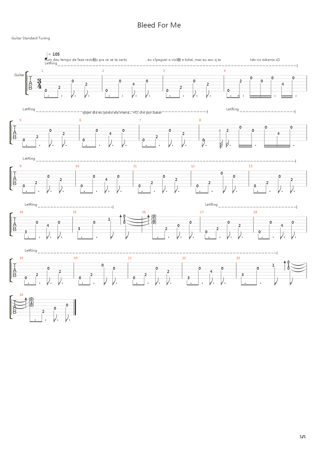 Bleed For Me吉他谱