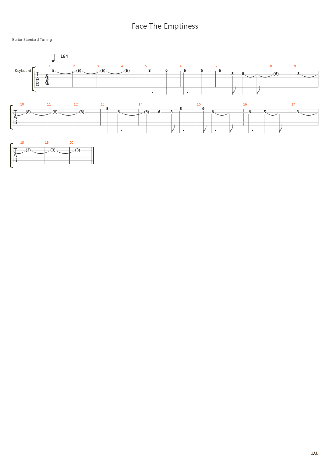 Face The Emptiness吉他谱