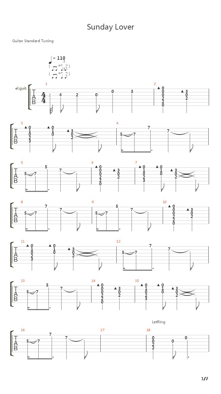 礼拜天情人吉他谱