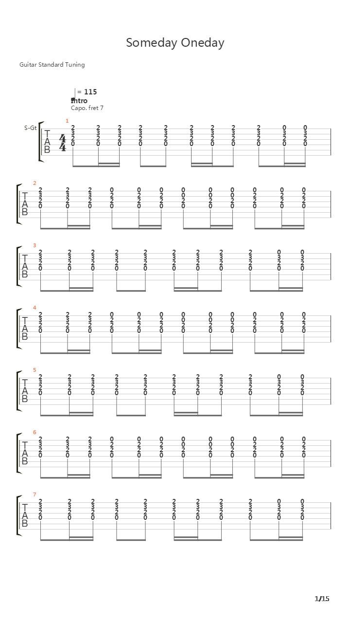 Some Day One Day吉他谱