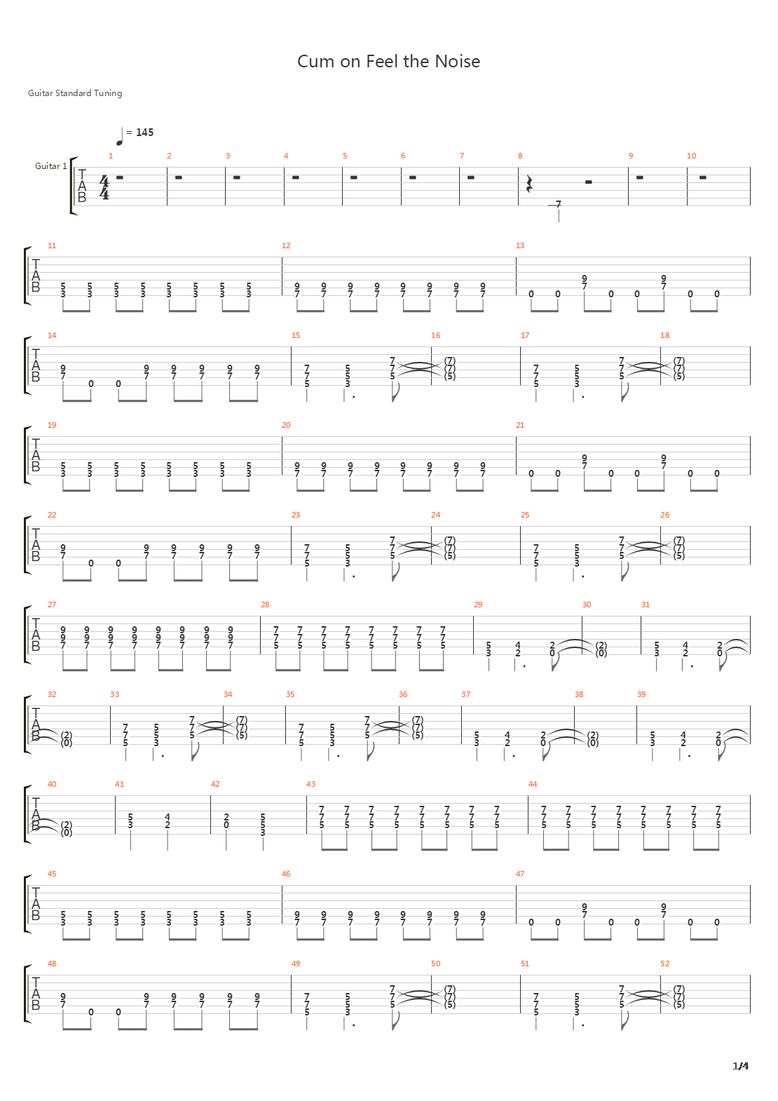 Cum On Feel The Noize吉他谱