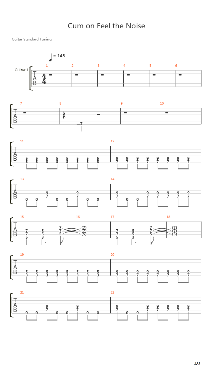 Cum On Feel The Noize吉他谱