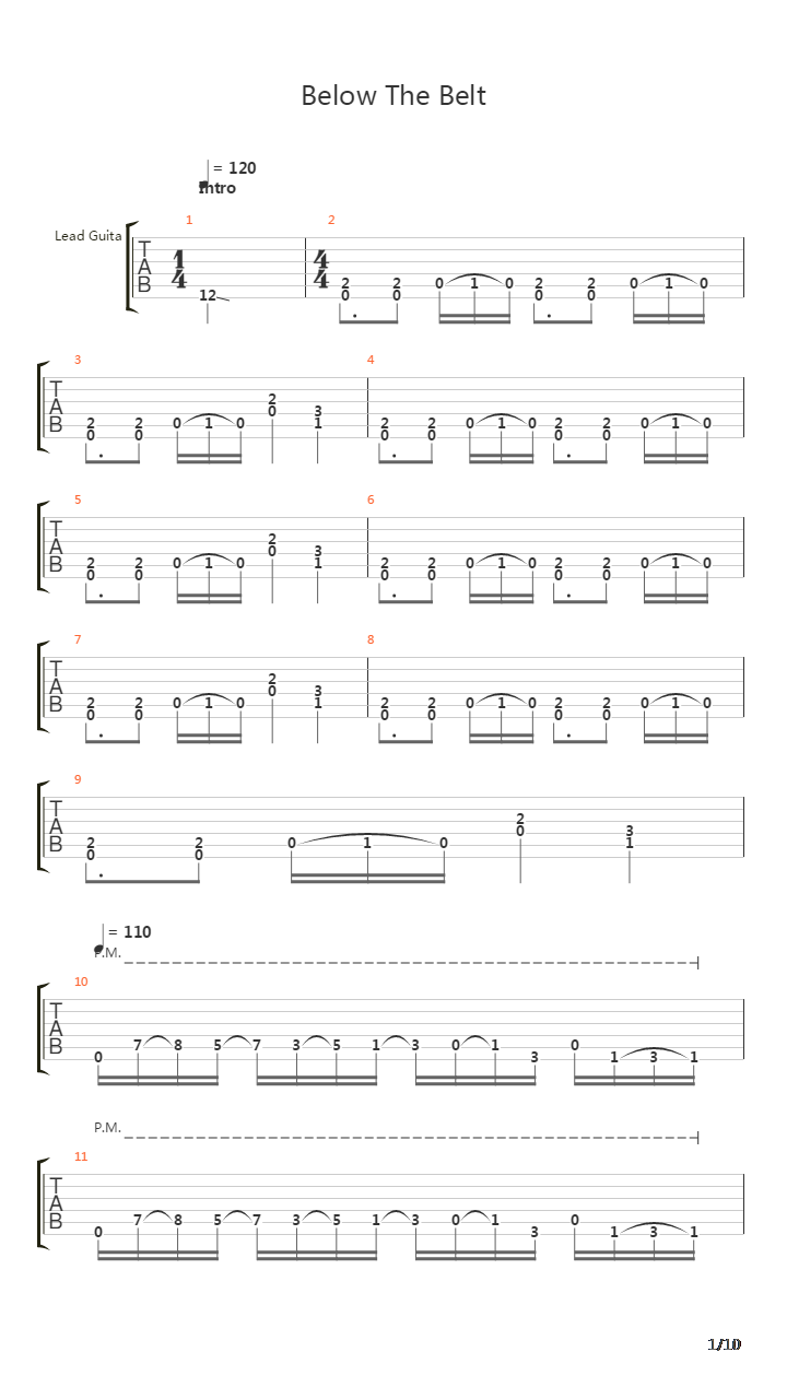 Below The Belt吉他谱
