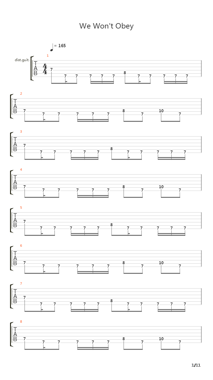 We Wont Obey吉他谱