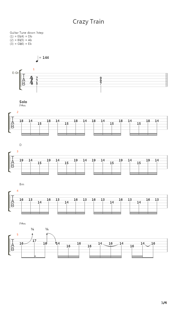 Crazy Train吉他谱