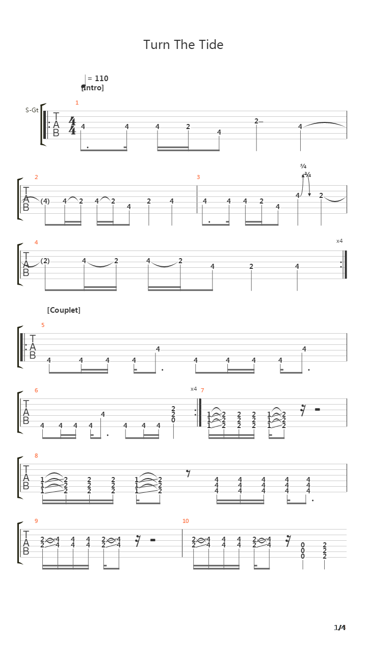 Turn The Tide吉他谱