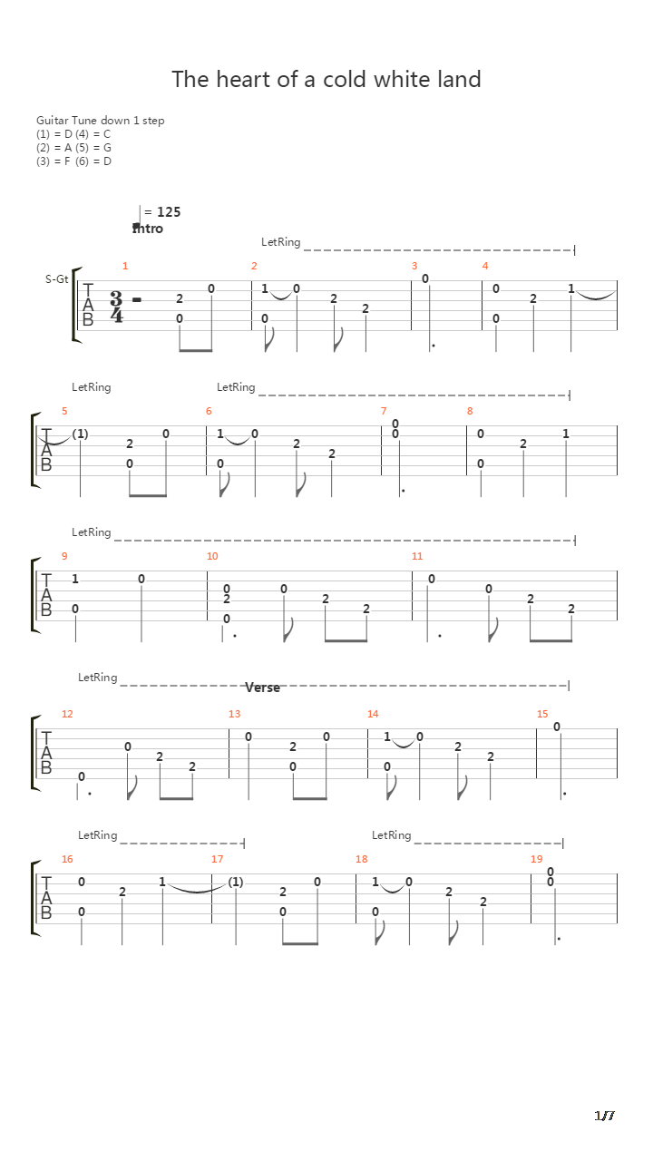 The Heart Of A Cold White Land吉他谱