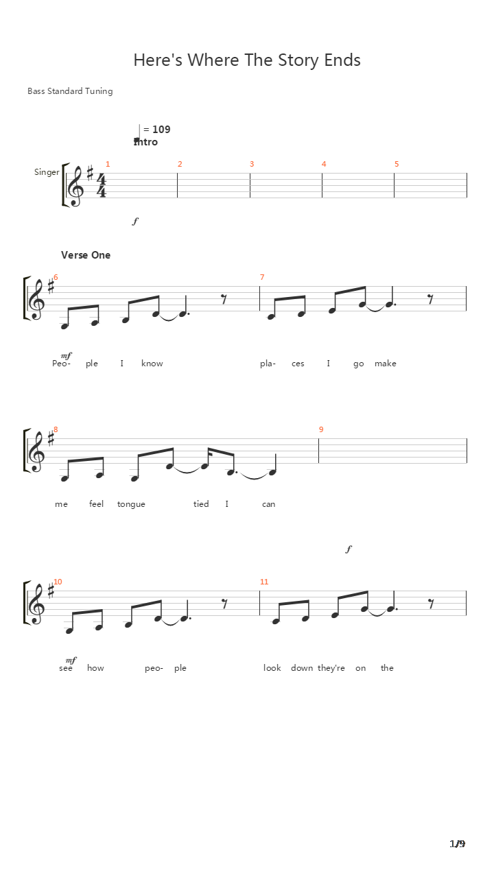 Heres Where The Story Ends吉他谱