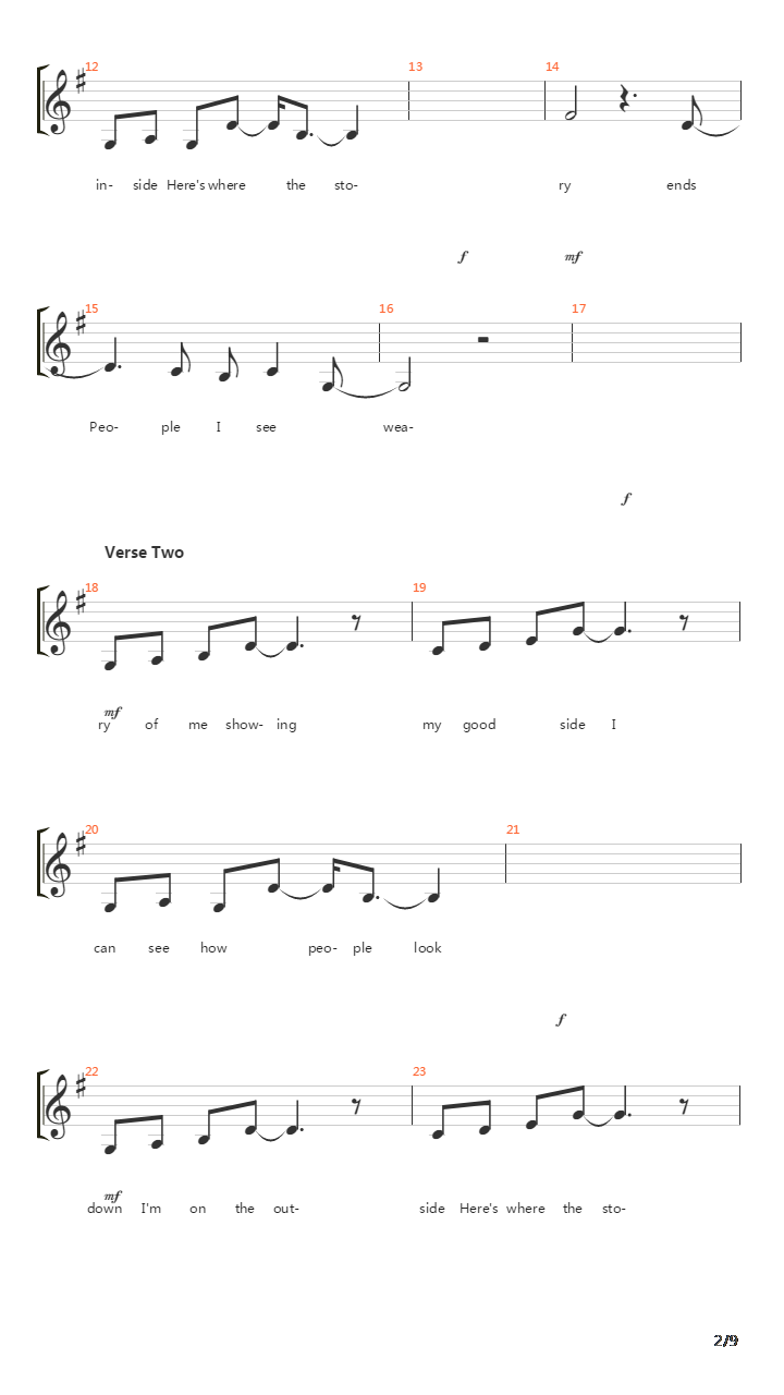 Heres Where The Story Ends吉他谱