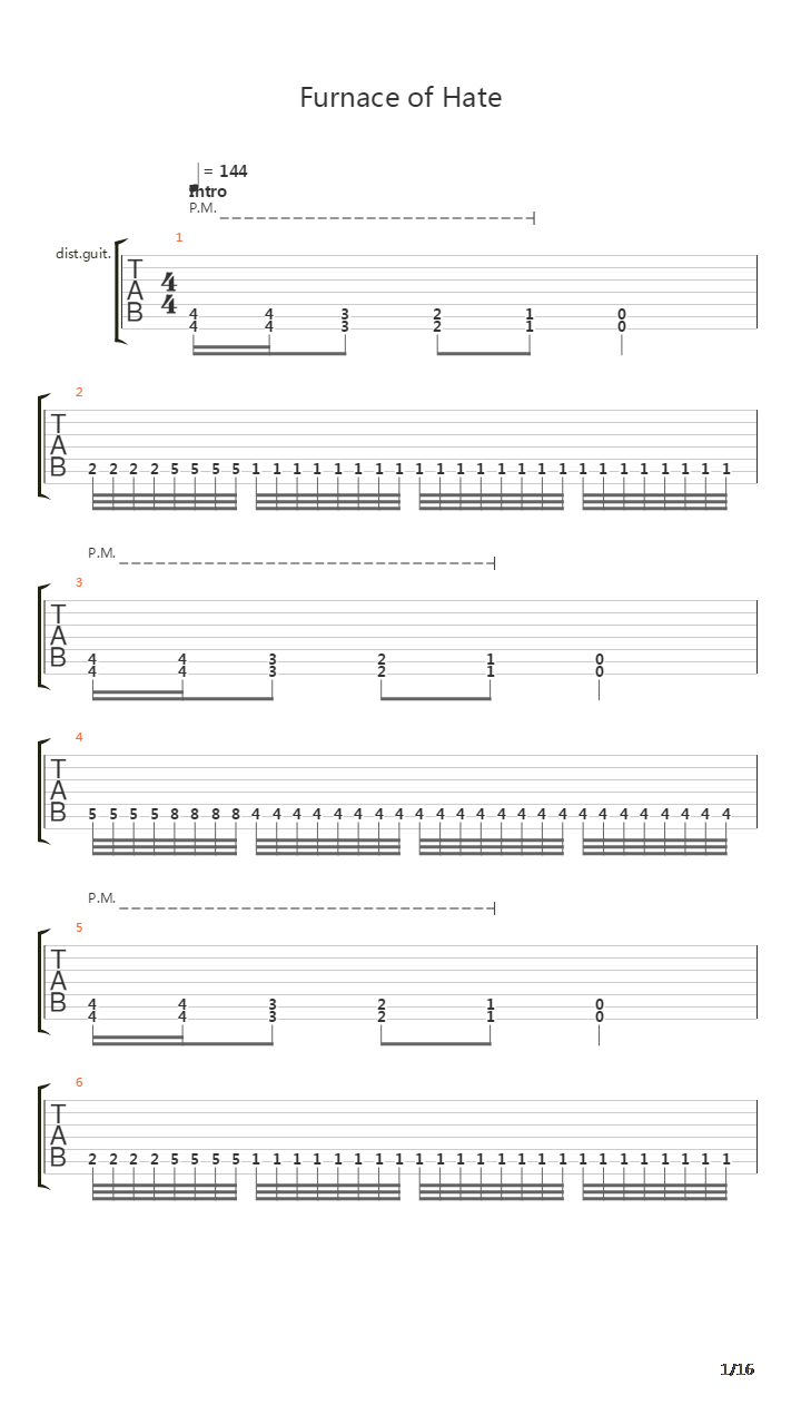 Furnace Of Hate吉他谱