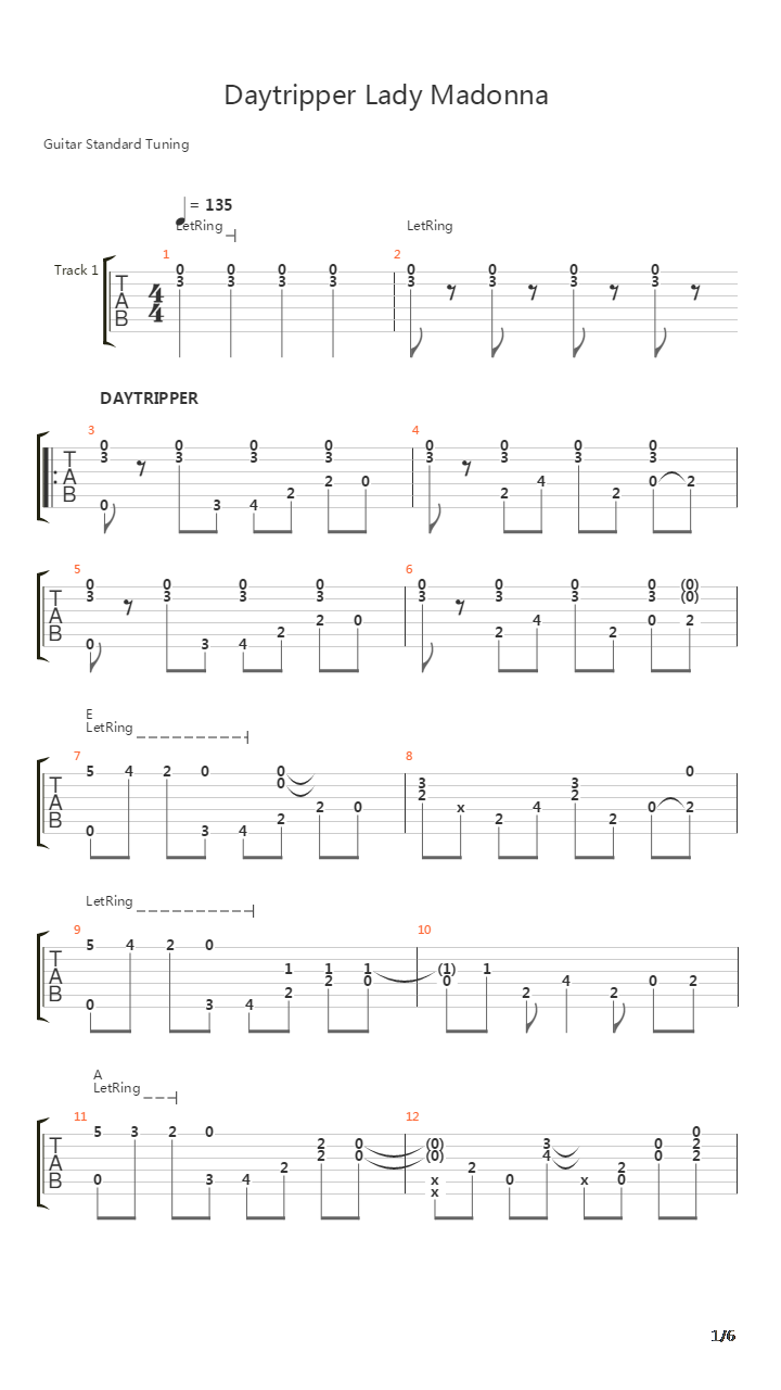 Day Tripper Lady Madonna吉他谱
