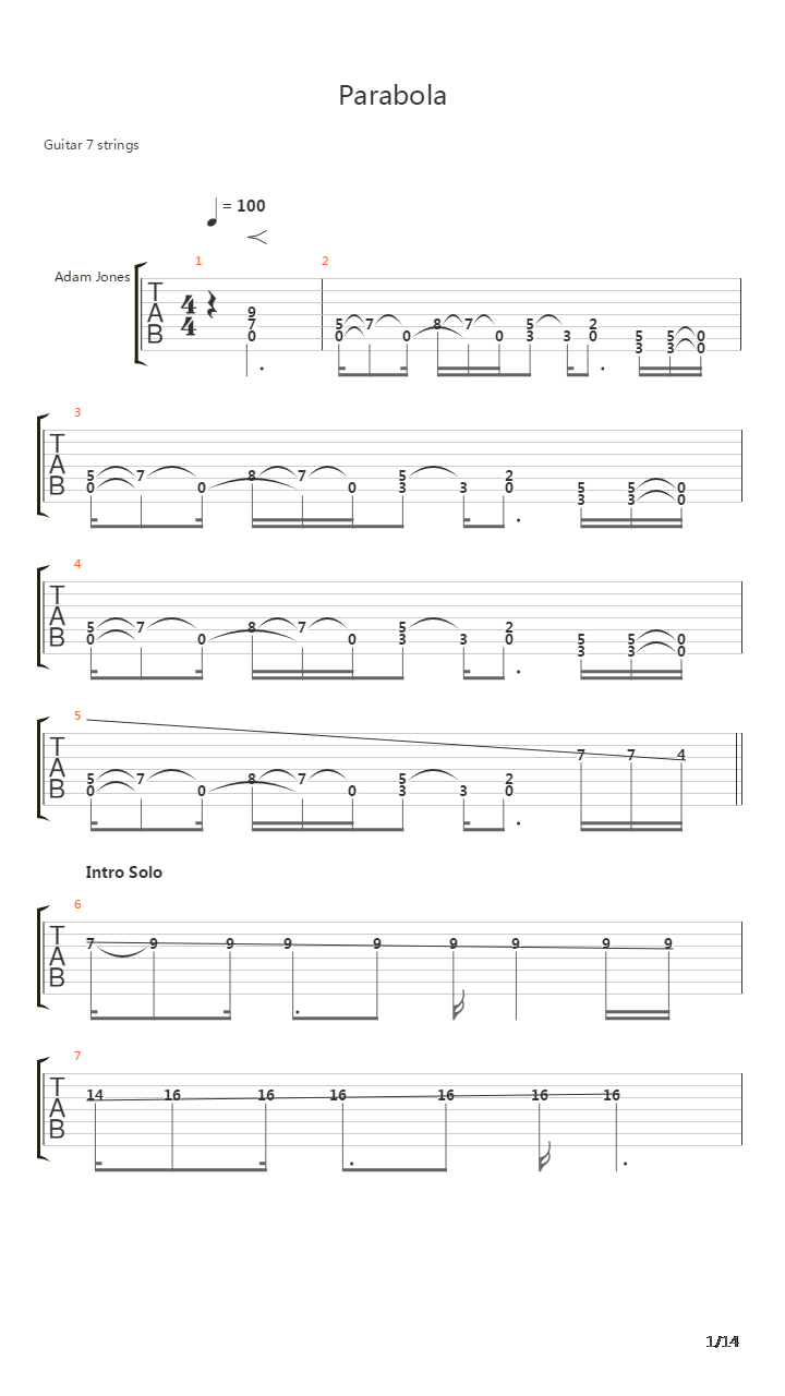 Parabola吉他谱