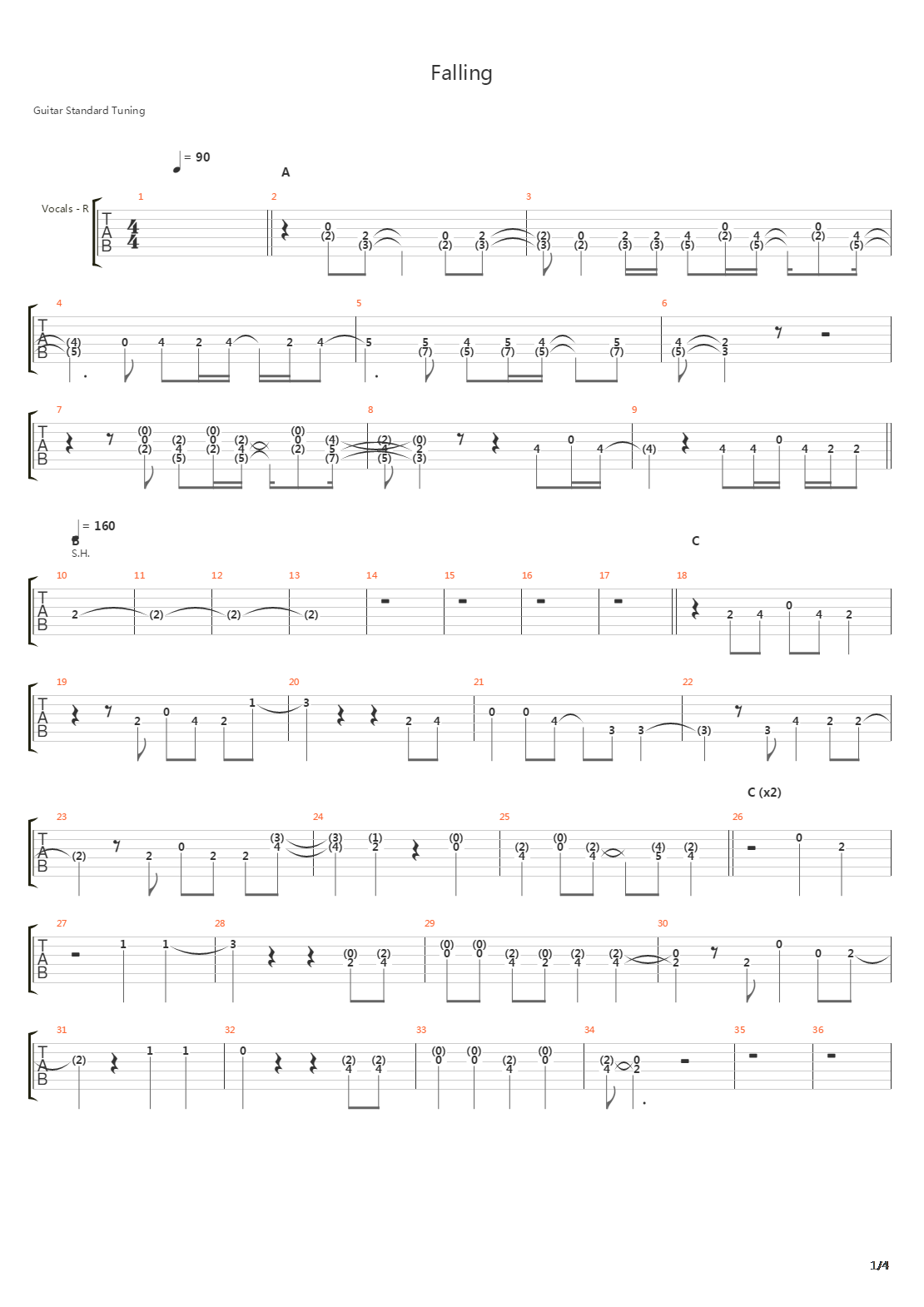 Falling吉他谱