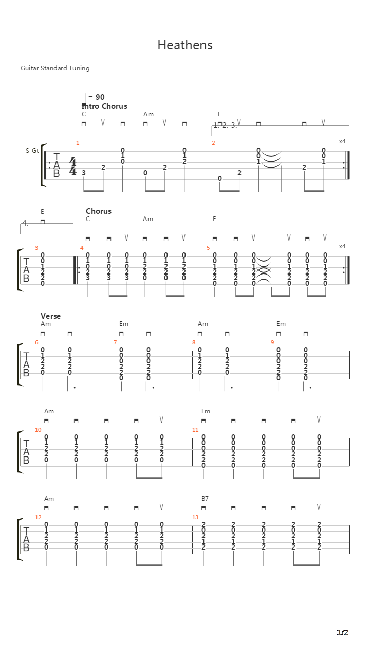 Heathens吉他谱