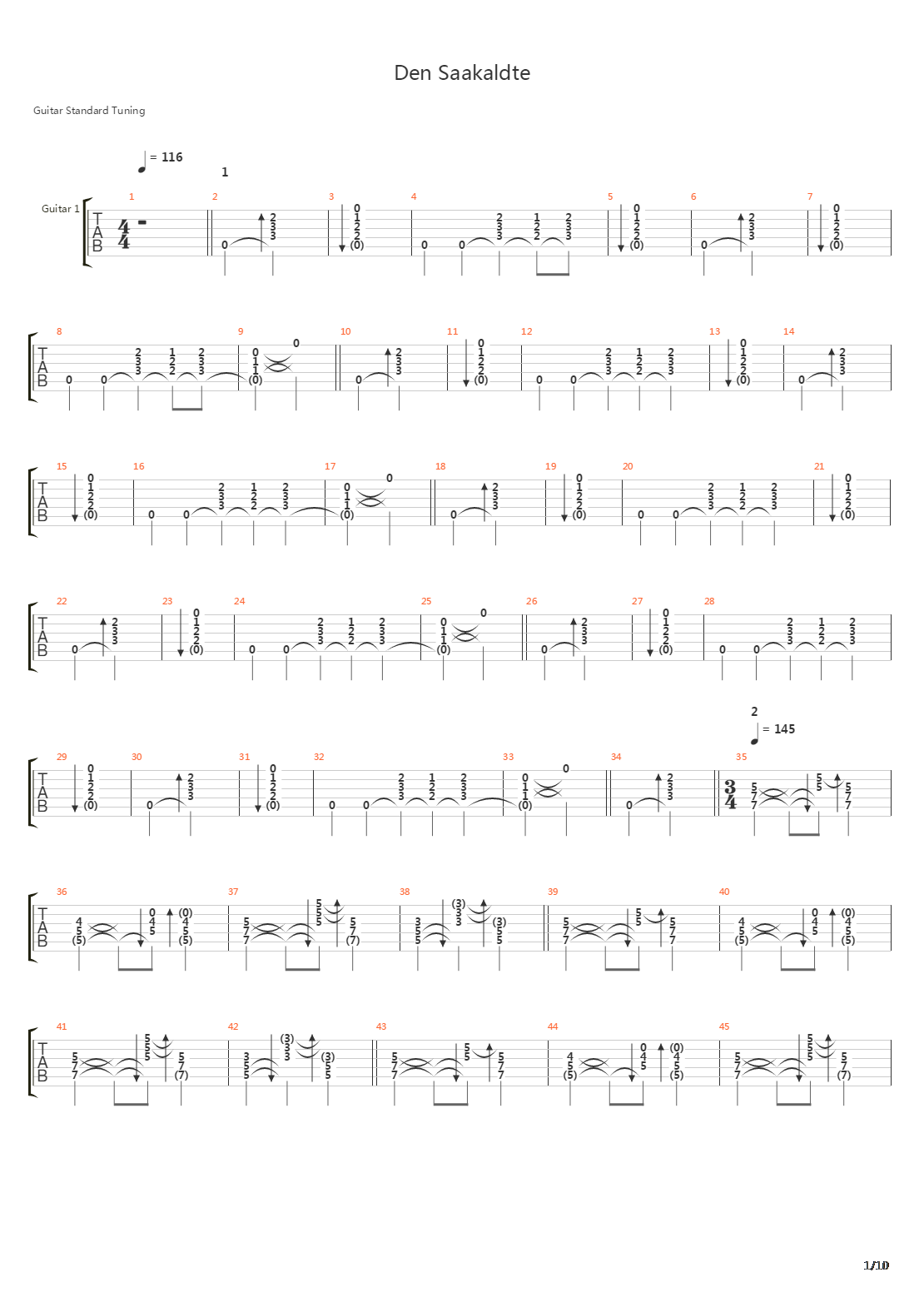 Den Saakaldte吉他谱