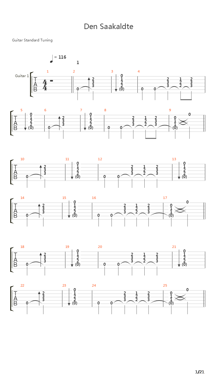 Den Saakaldte吉他谱