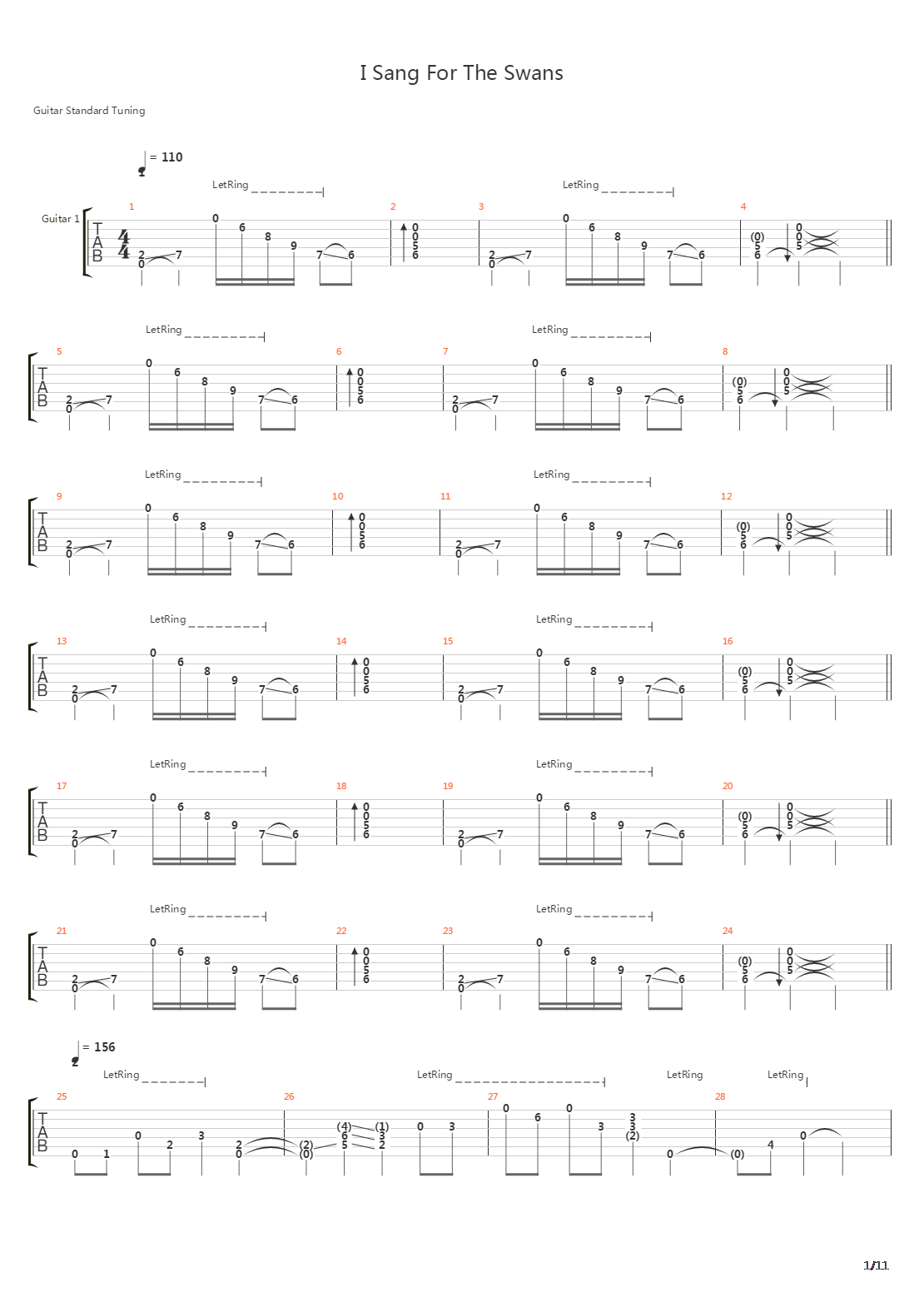I Sang For The Swans吉他谱