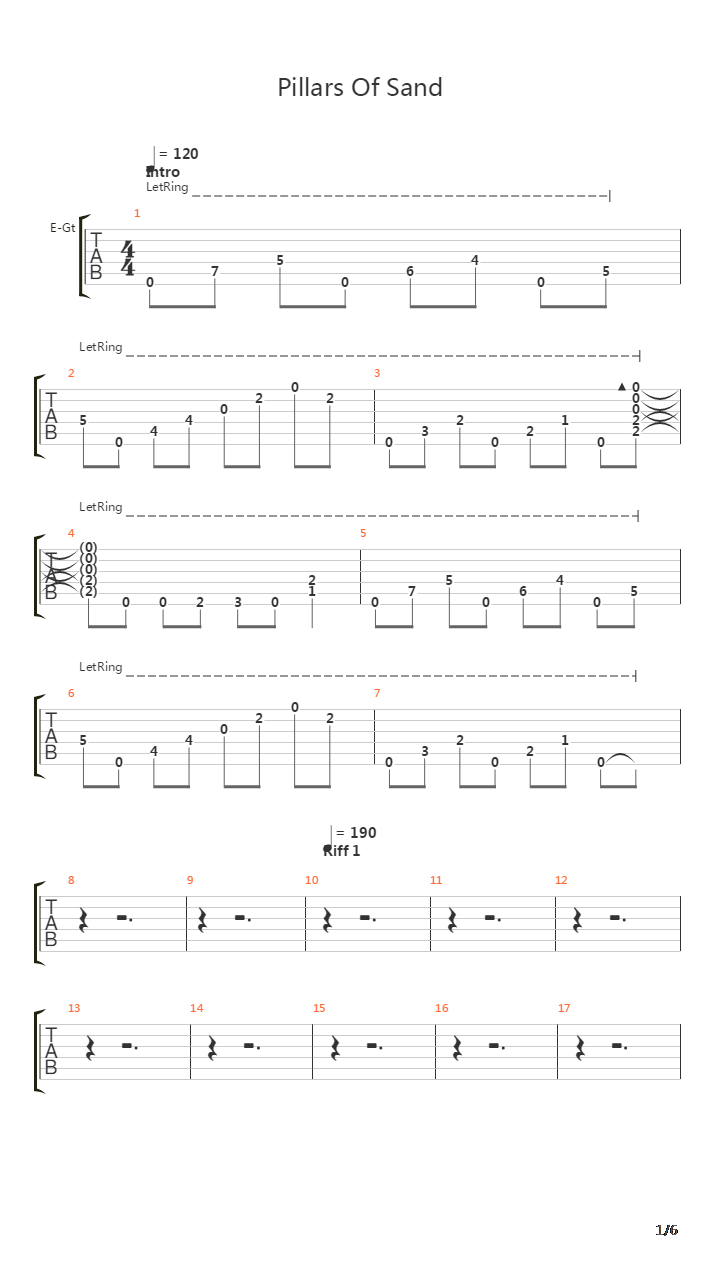 Pillars Of Sand吉他谱