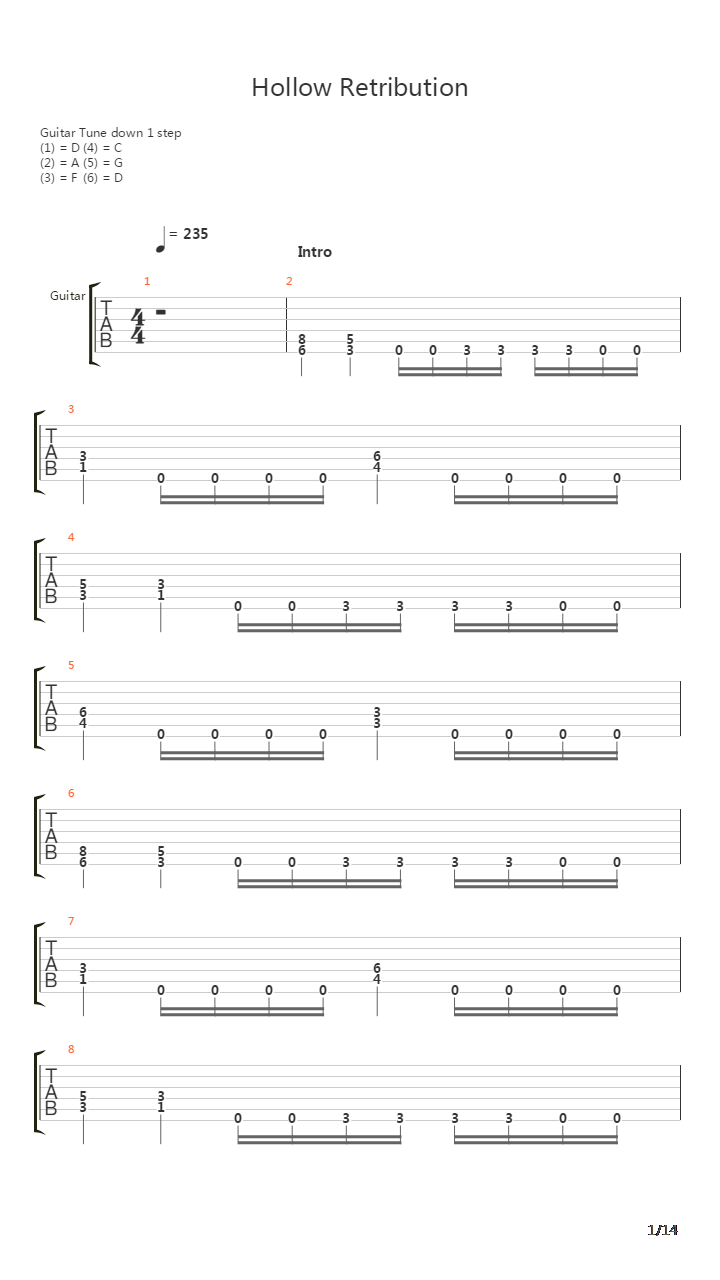 Hollow Retribution吉他谱