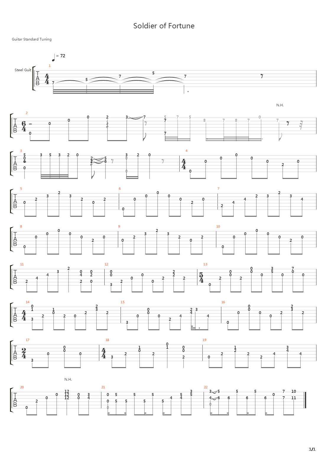 Soldier Of Fortune吉他谱