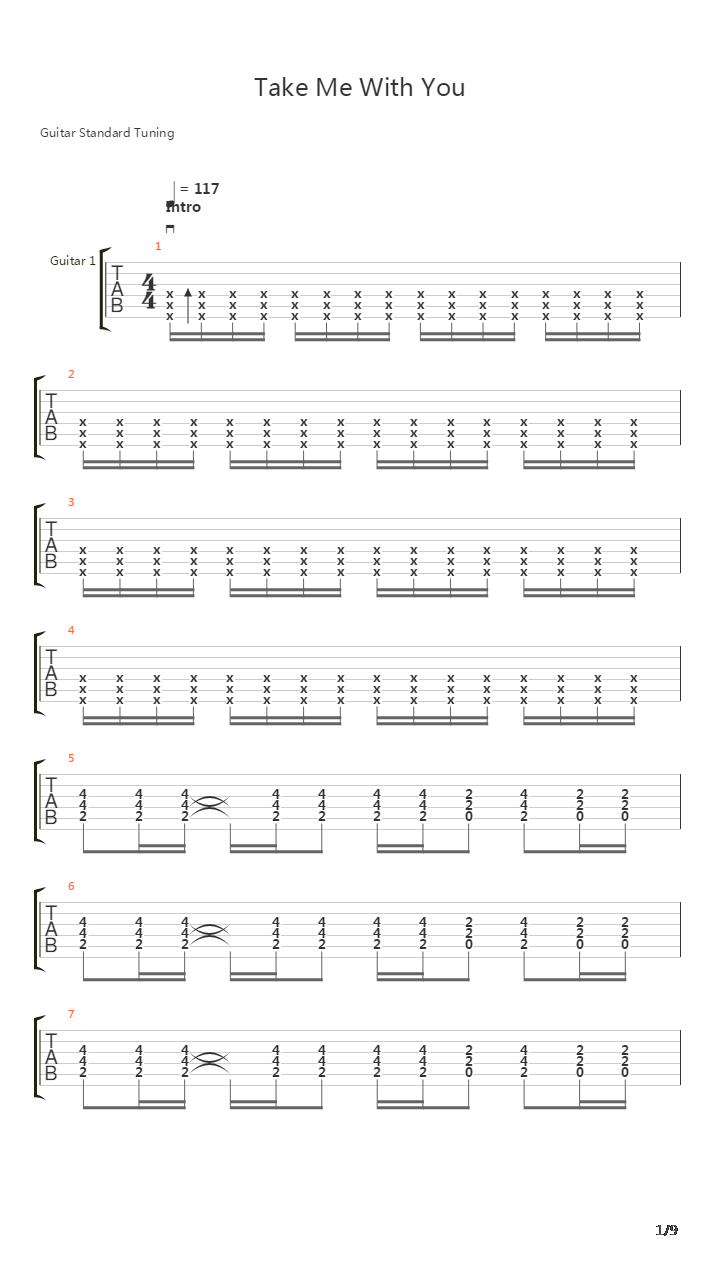 Take Me With You吉他谱