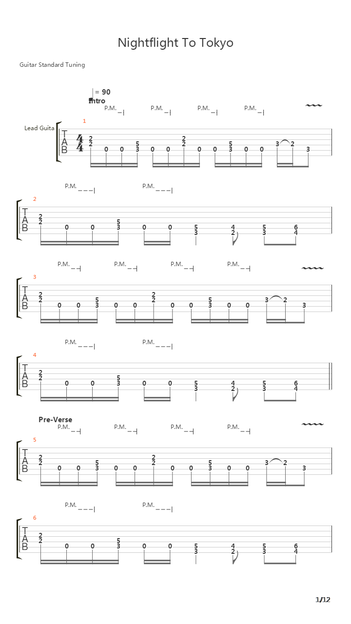 Nightflight To Tokyo吉他谱