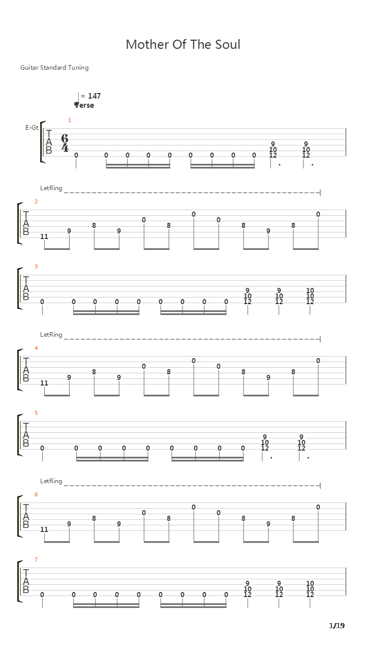 Mother Of The Soul吉他谱