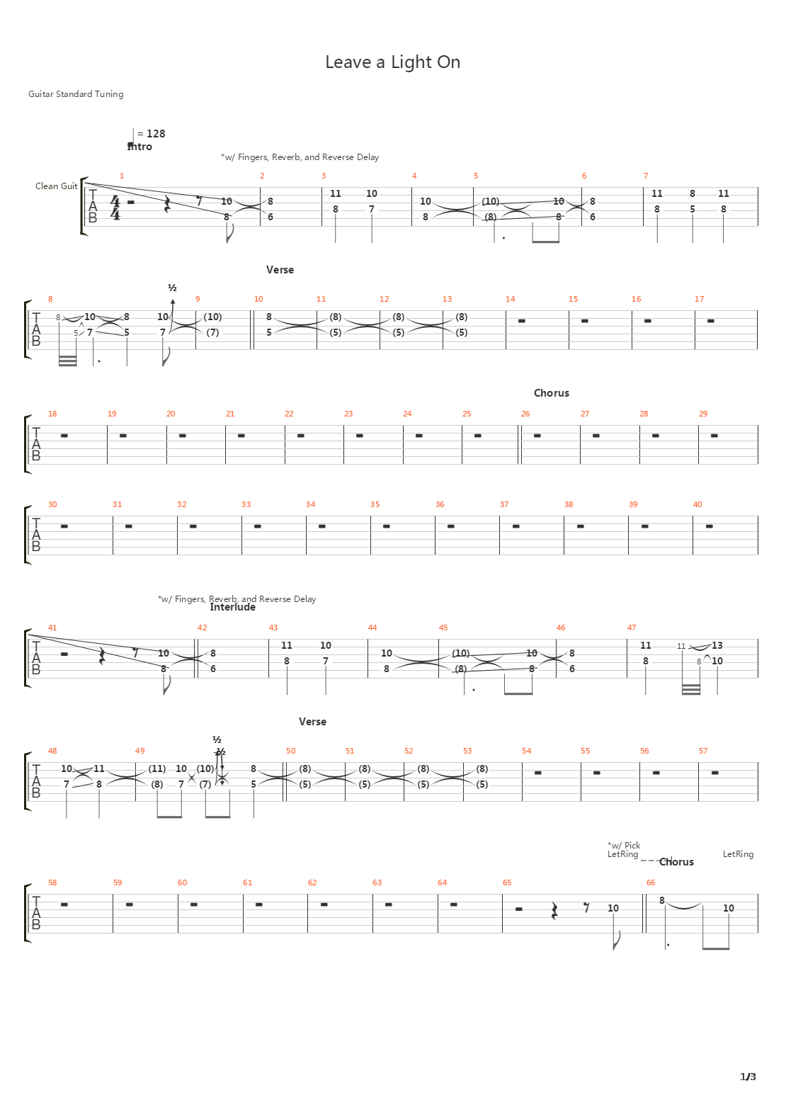 Leave A Light On吉他谱