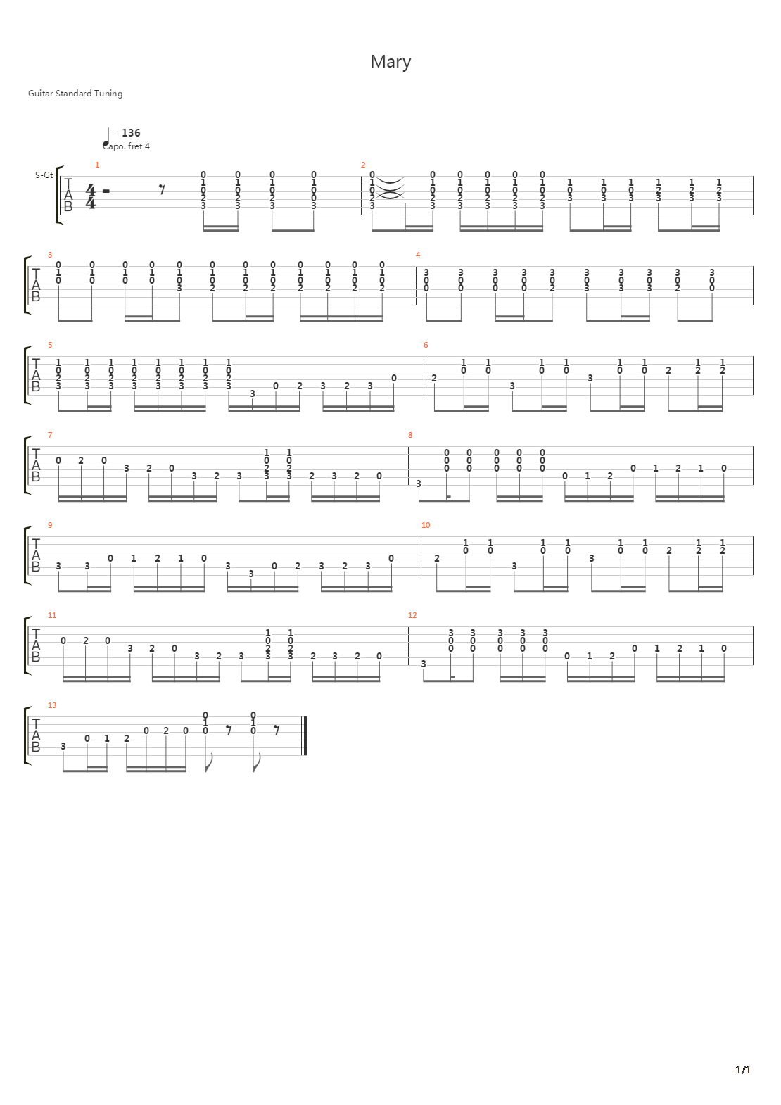 Mary吉他谱