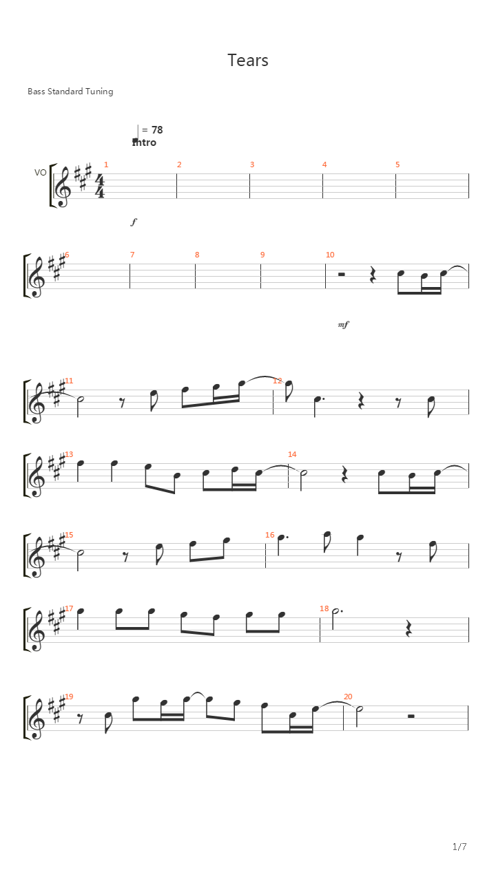 Tears吉他谱