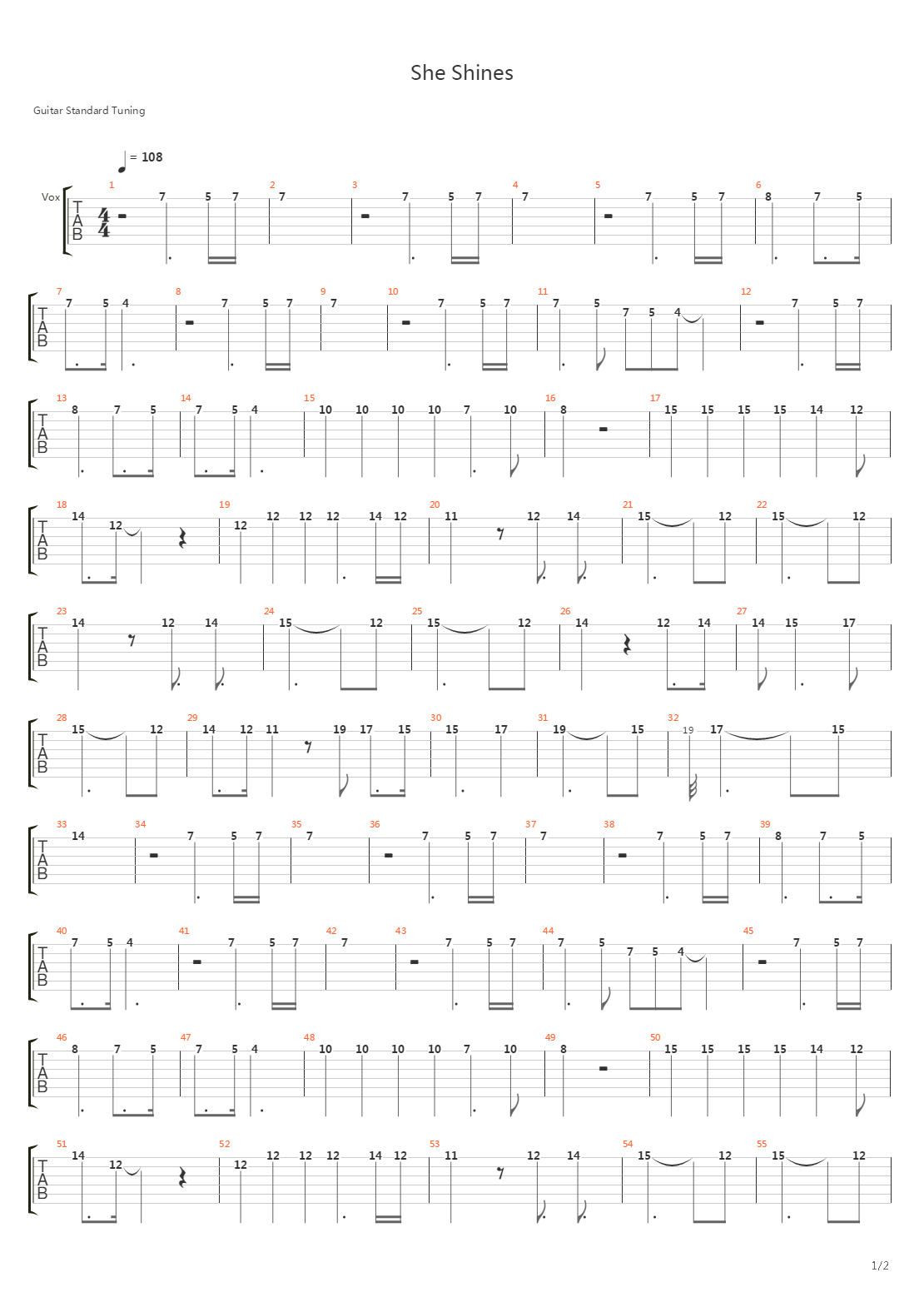 She Shines总谱吉他谱