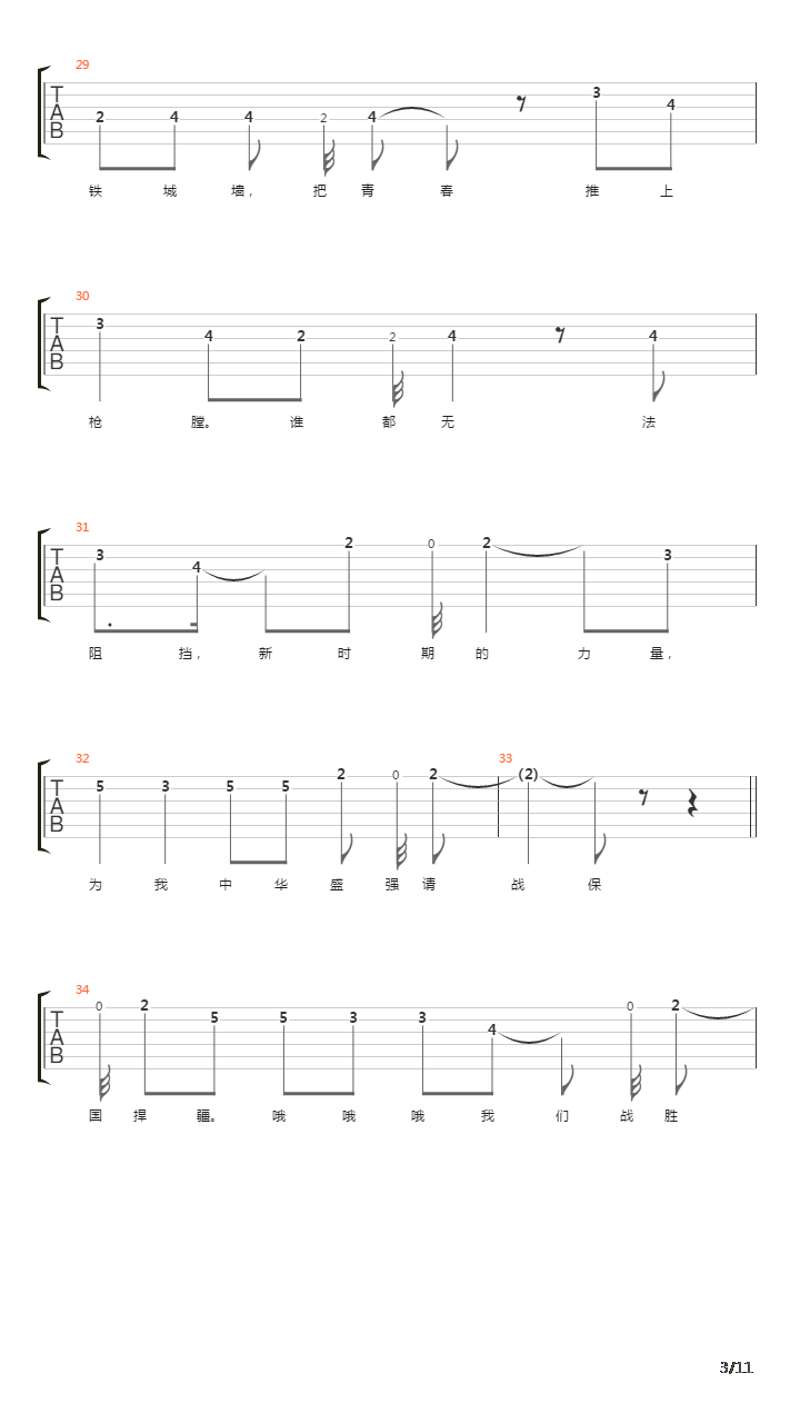 新时期的力量吉他谱