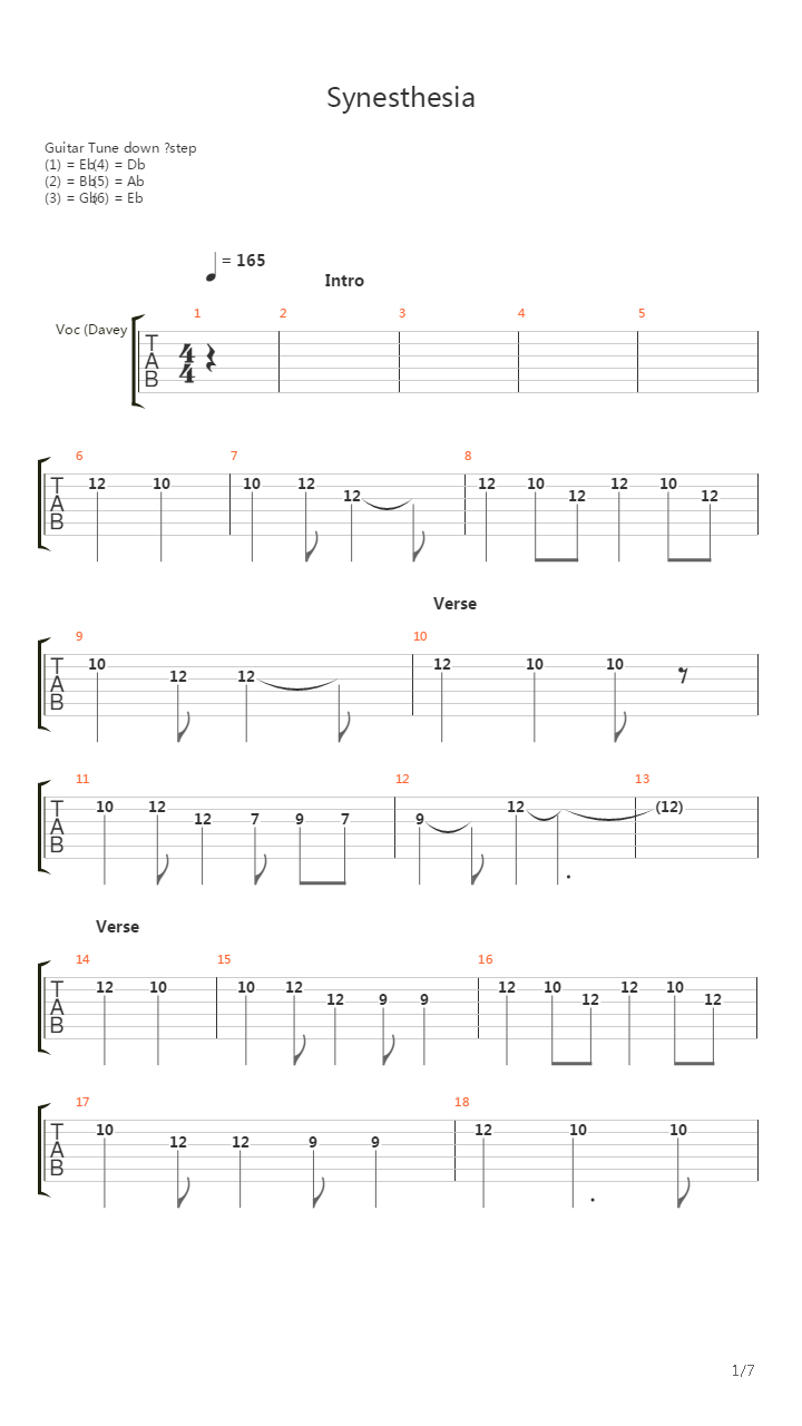 Synesthesia吉他谱