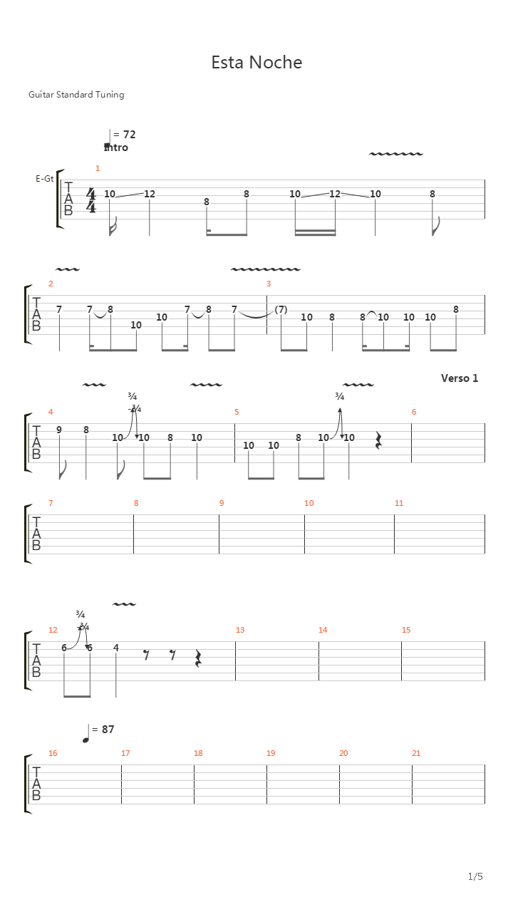 Esta Noche吉他谱