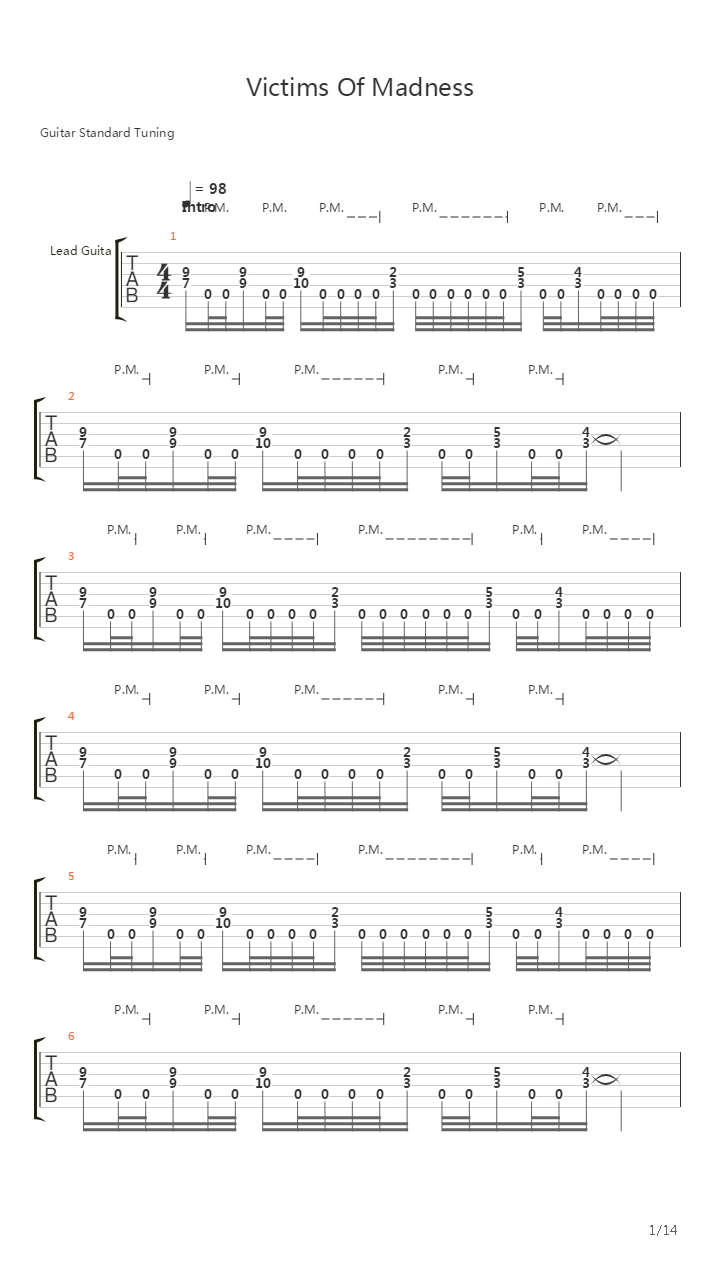 Victims Of Madness吉他谱