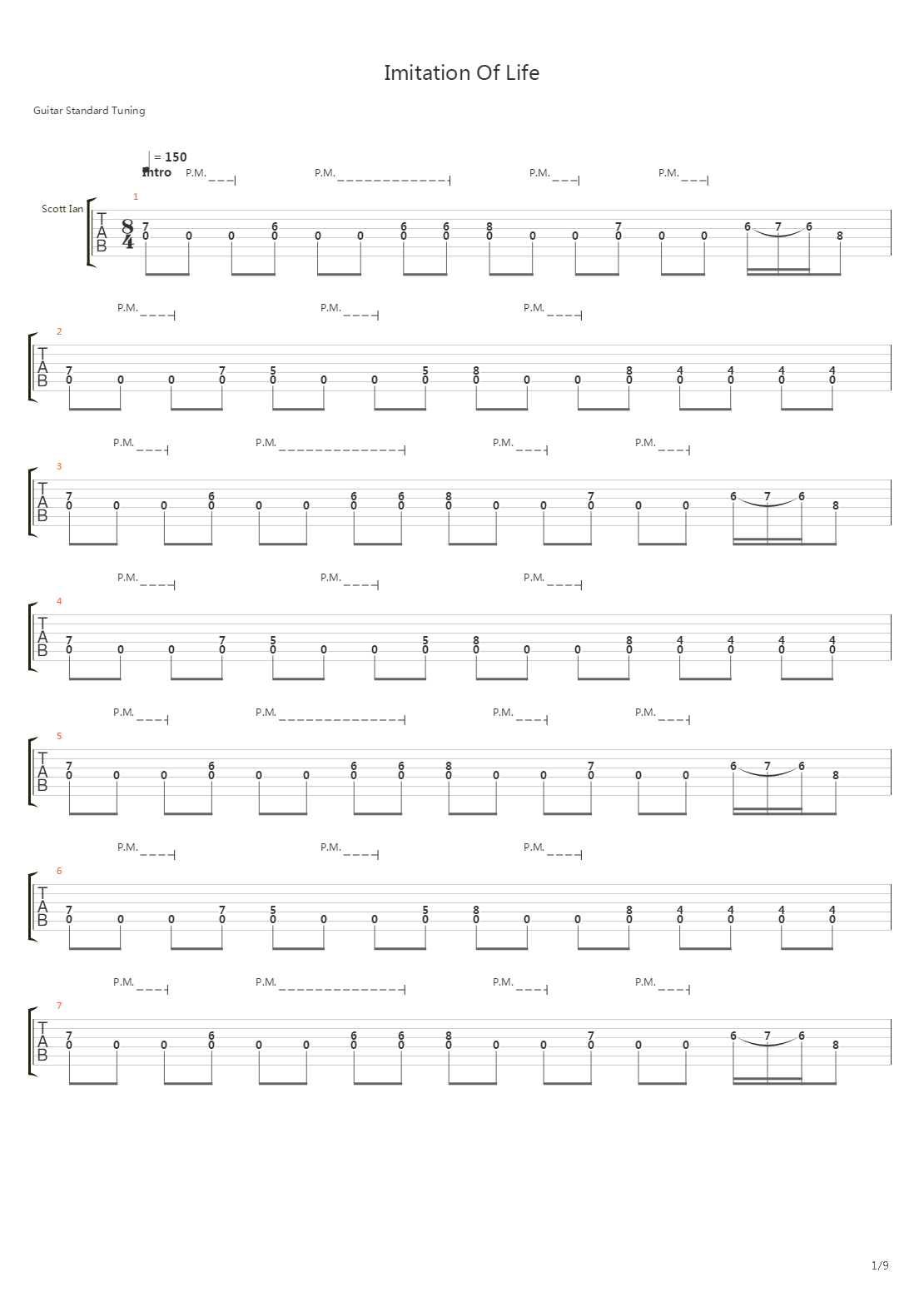 Imitation Of Life吉他谱