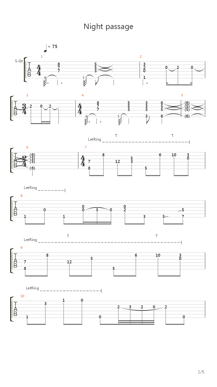 Night Passage吉他谱