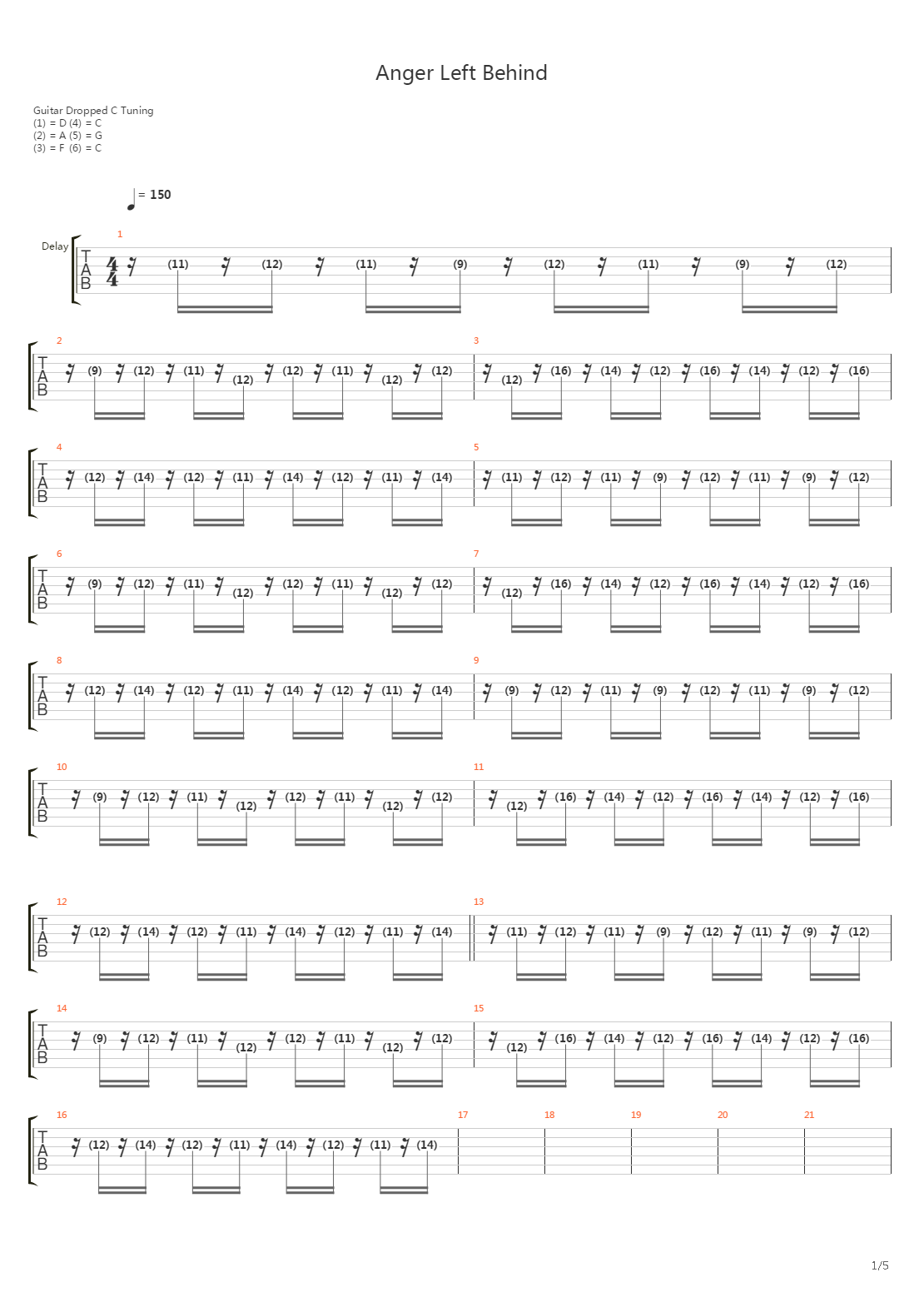Anger Left Behind吉他谱