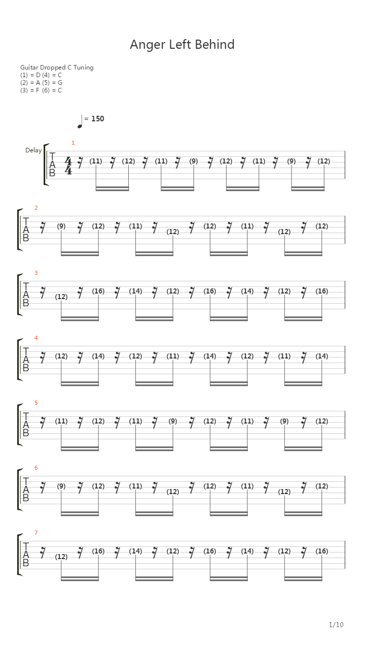 Anger Left Behind吉他谱