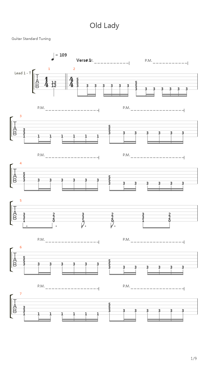 Old Lady吉他谱