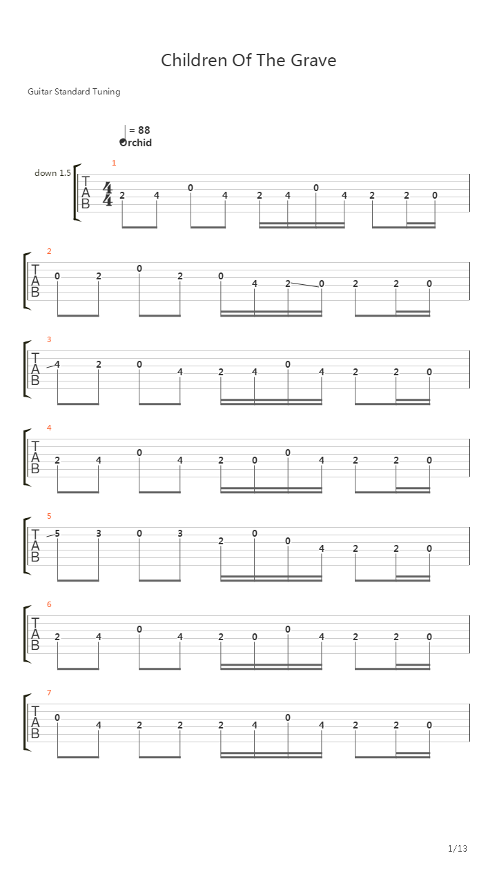 Children Of The Grave吉他谱