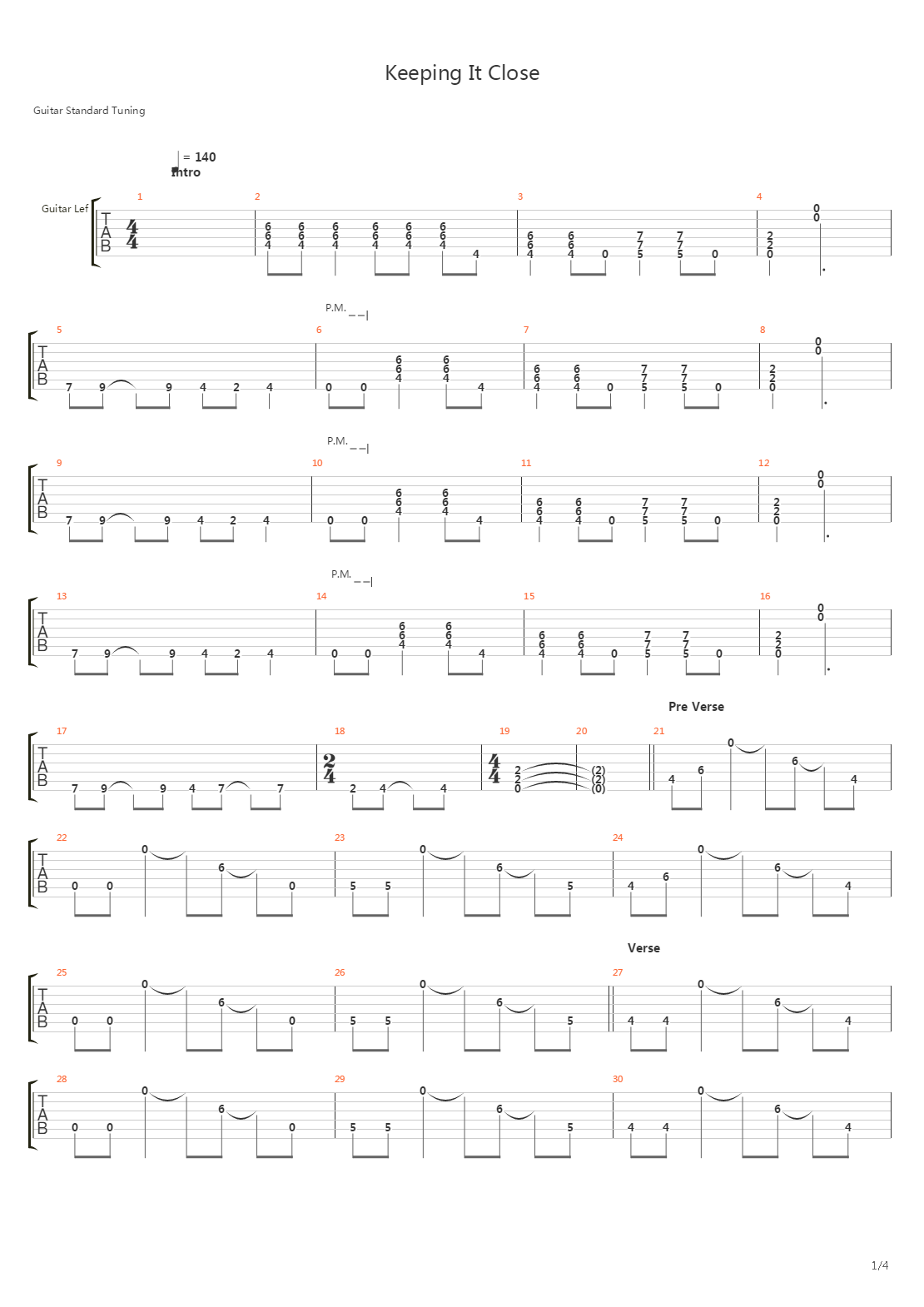 Keeping It Close吉他谱