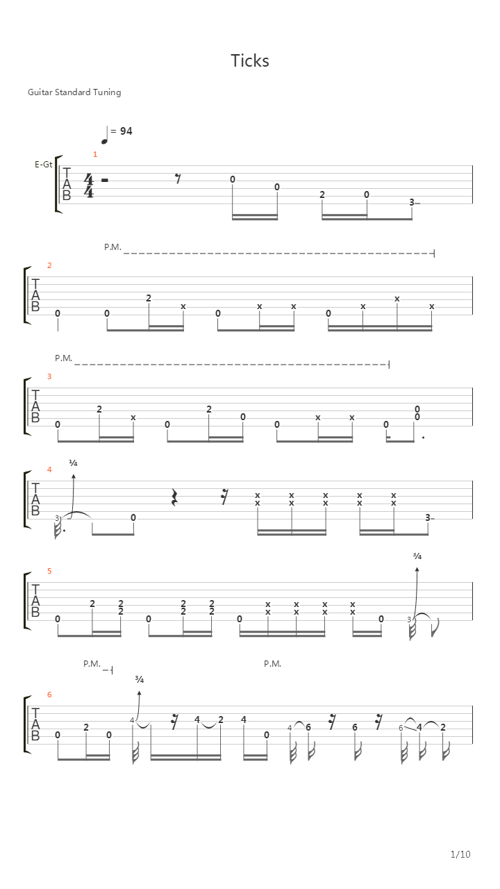 Ticks吉他谱